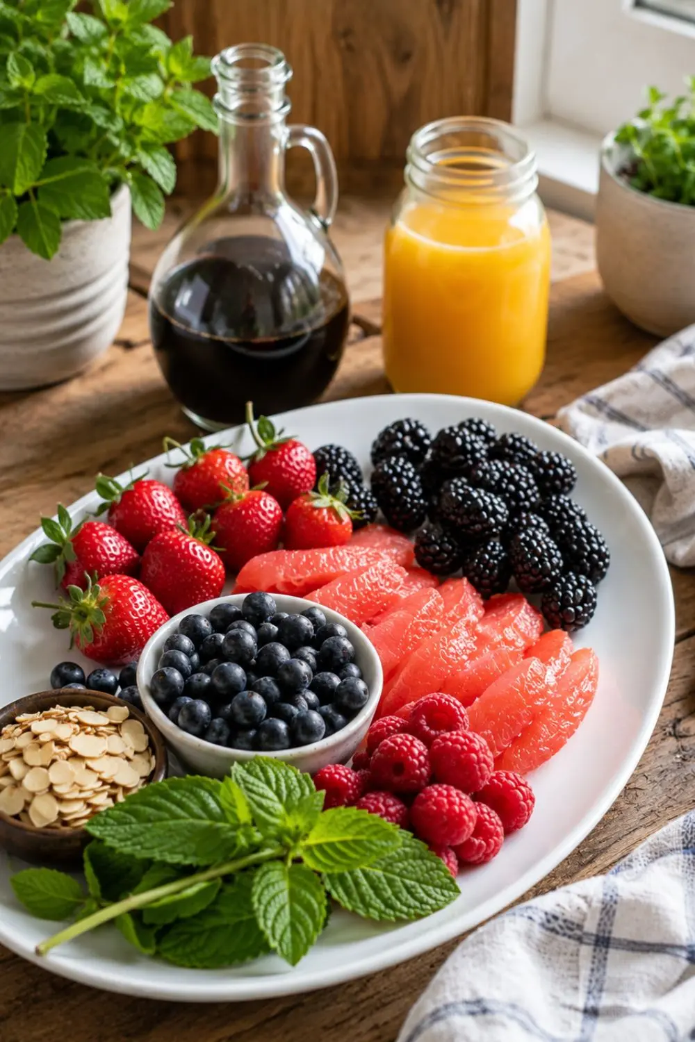 Vegan Citrus and Berry Breakfast Salad with Mint