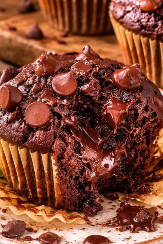 Vegan Double Chocolate Zucchini Breakfast Muffins