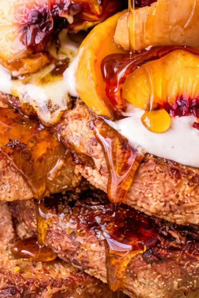 Vegan Peaches and Cream Baked French Toast