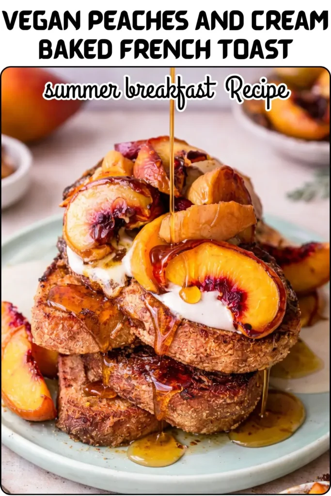 Vegan Peaches and Cream Baked French Toast