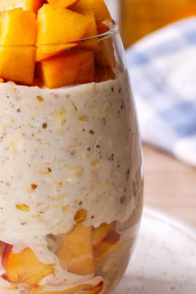 Vegan Peaches and Cream Overnight Oats