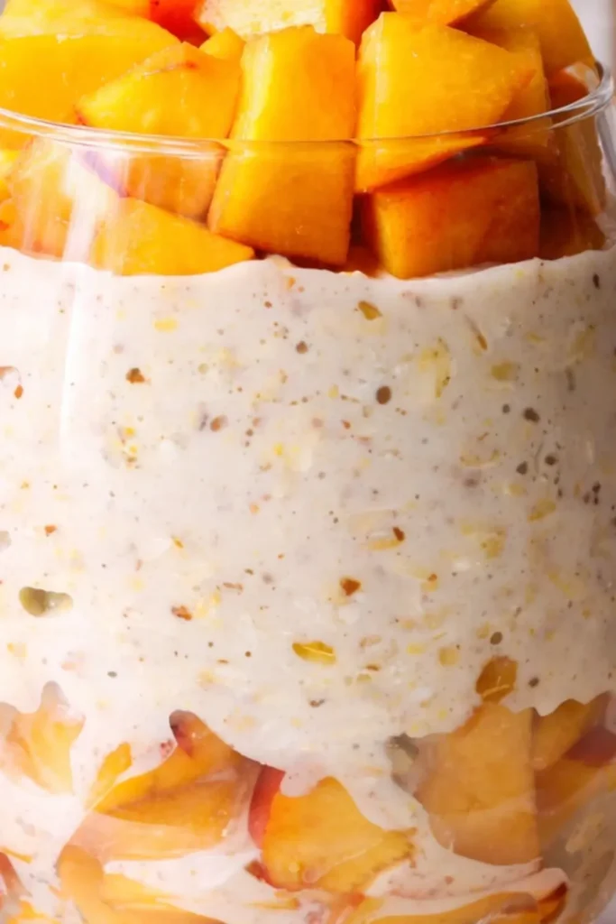Vegan Peaches and Cream Overnight Oats