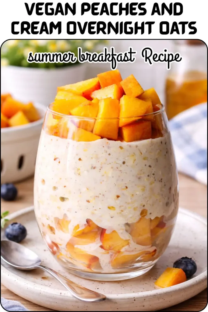 Vegan Peaches and Cream Overnight Oats