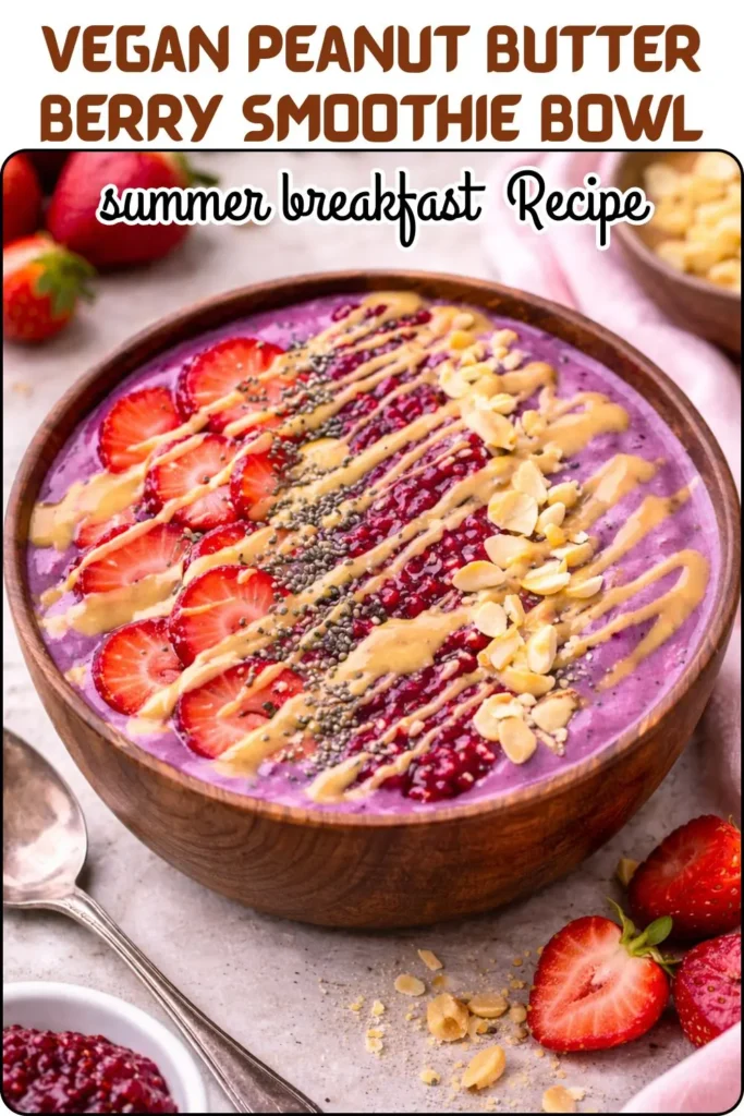 Vegan Peanut Butter Berry Smoothie Bowl