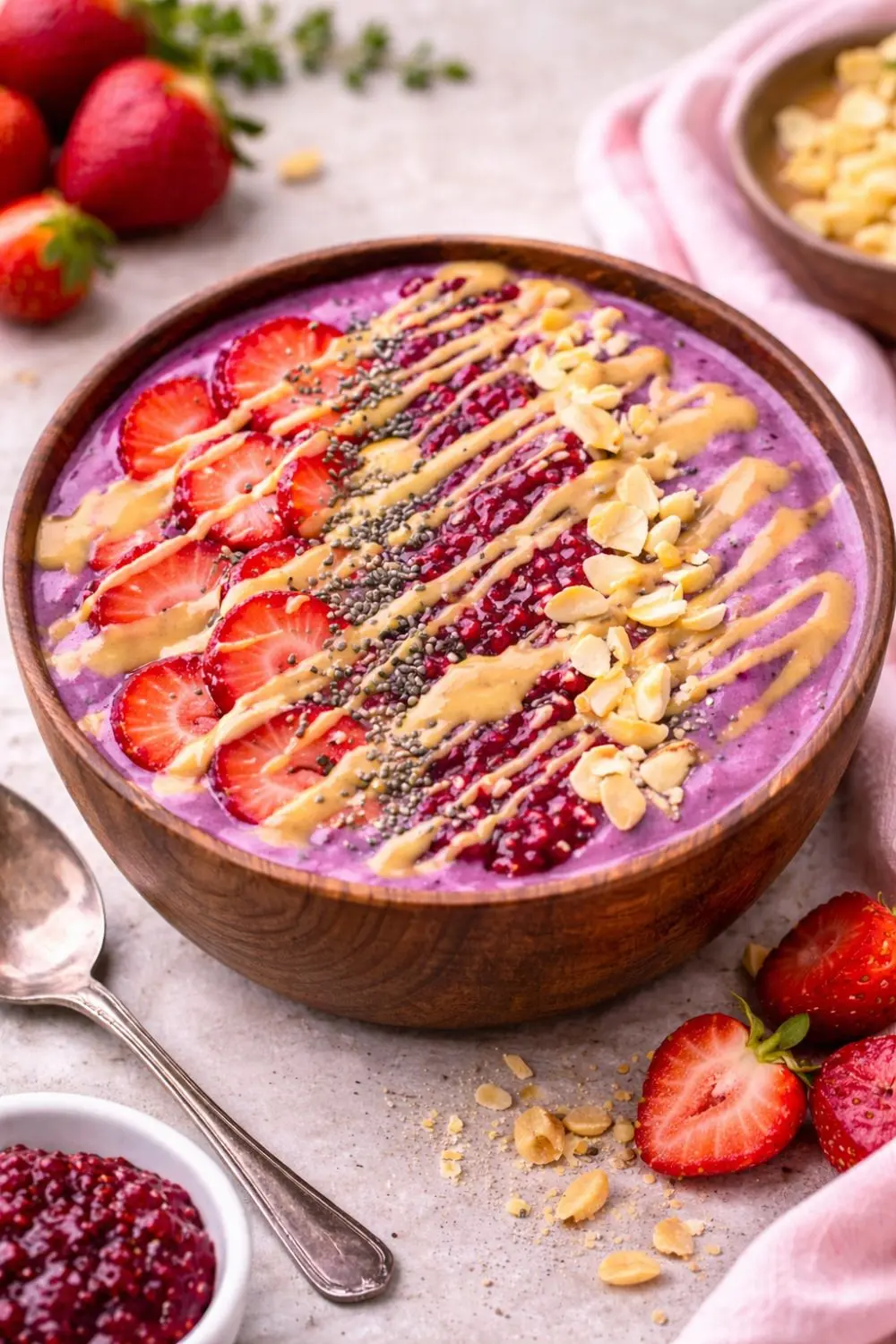 Vegan Peanut Butter Berry Smoothie Bowl