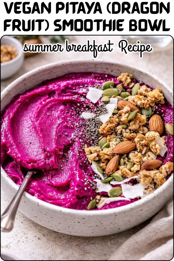 Vegan Pitaya (Dragon Fruit) Smoothie Bowl