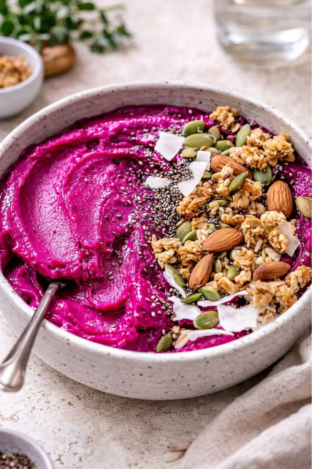 Vegan Pitaya (Dragon Fruit) Smoothie Bowl