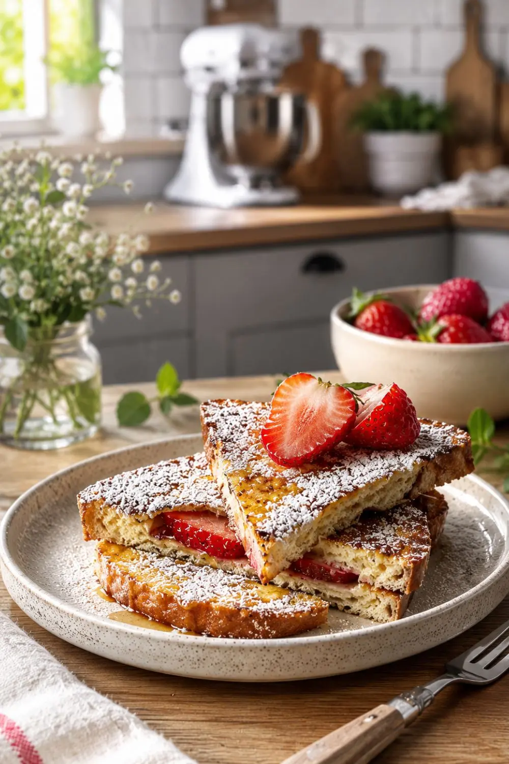Vegan Strawberry Stuffed French Toast