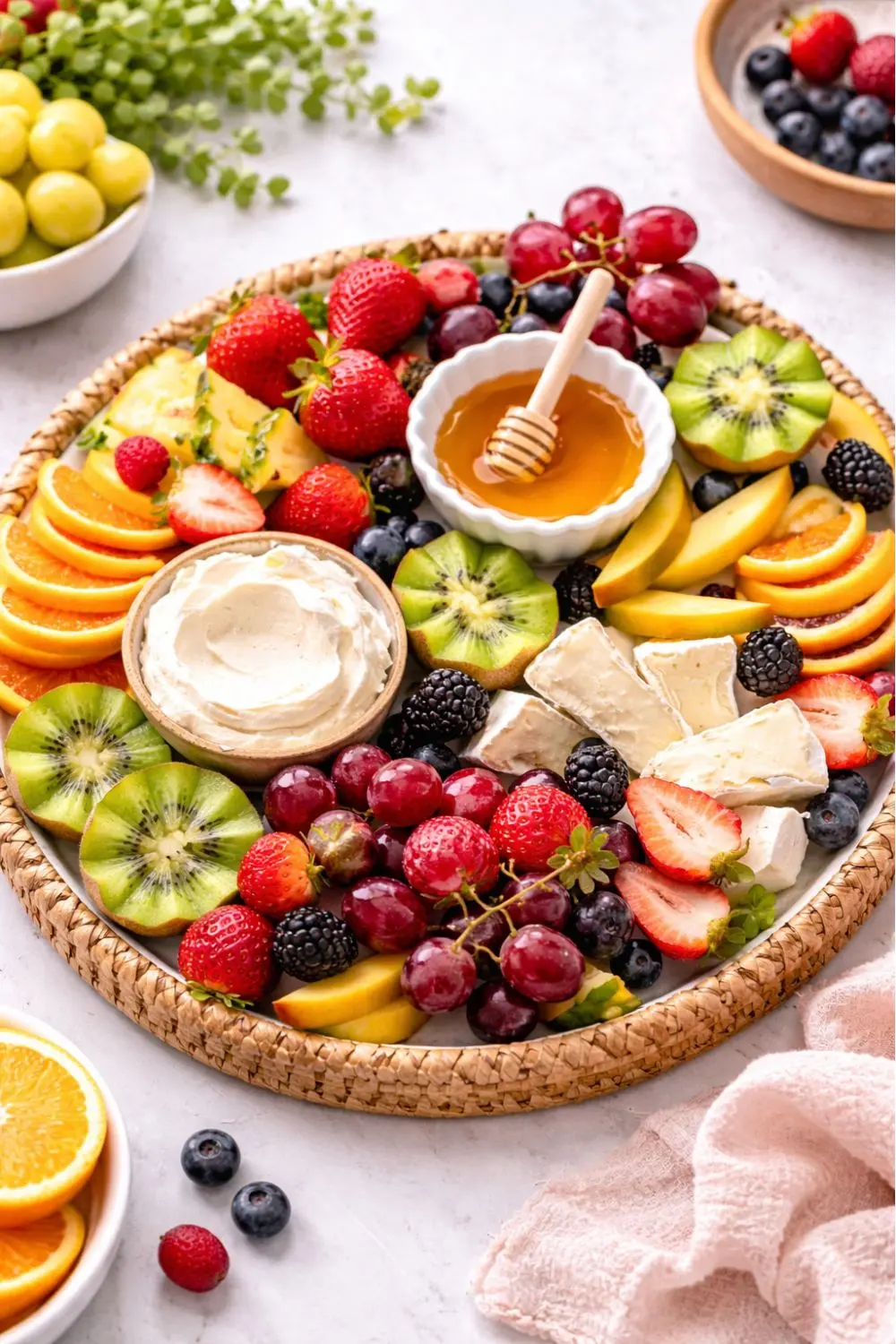 Vegan Summer Brunch Board with Fresh Fruit and Dips