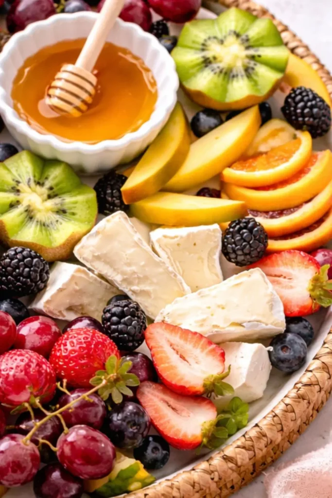 Vegan Summer Brunch Board with Fresh Fruit and Dips