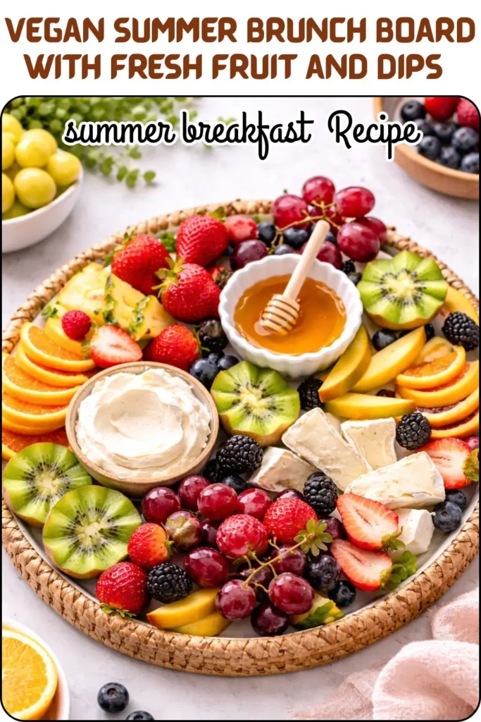 Vegan Summer Brunch Board with Fresh Fruit and Dips
