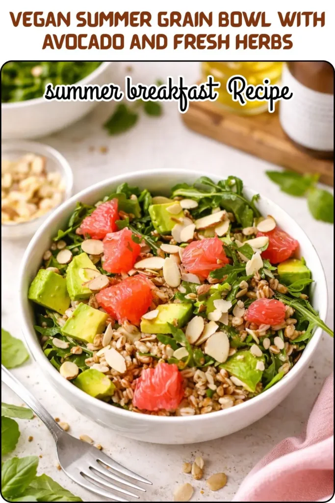 Vegan Summer Grain Bowl with Avocado and Fresh Herbs