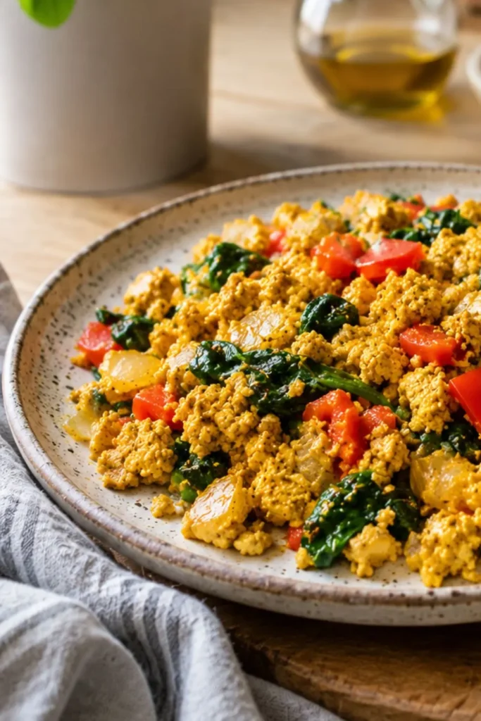 Vegan Tofu Scramble with Summer Vegetables
