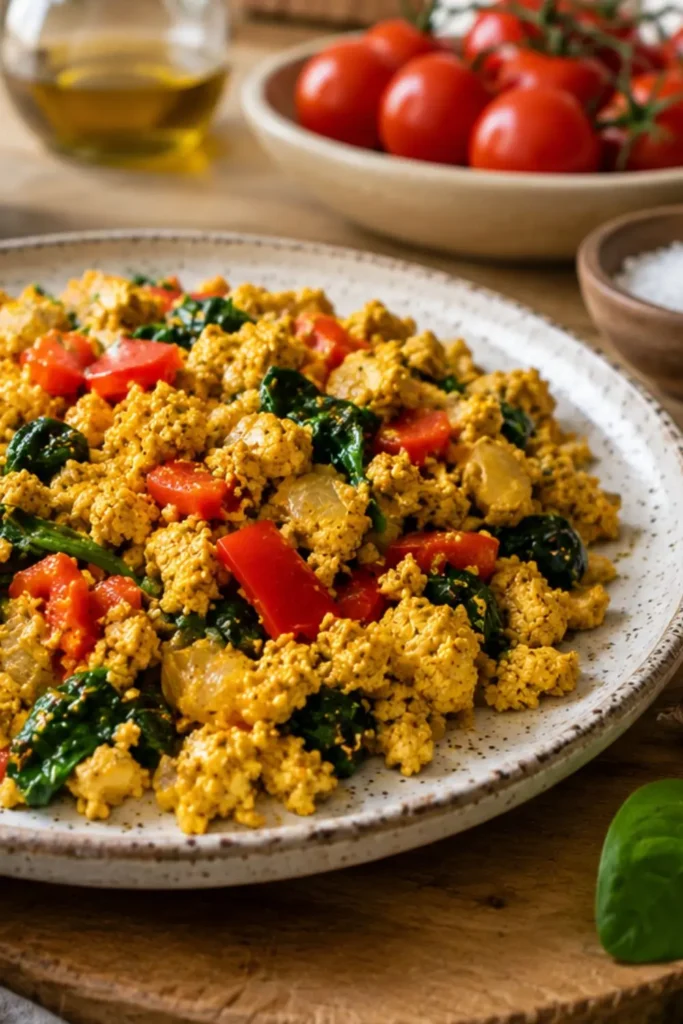 Vegan Tofu Scramble with Summer Vegetables