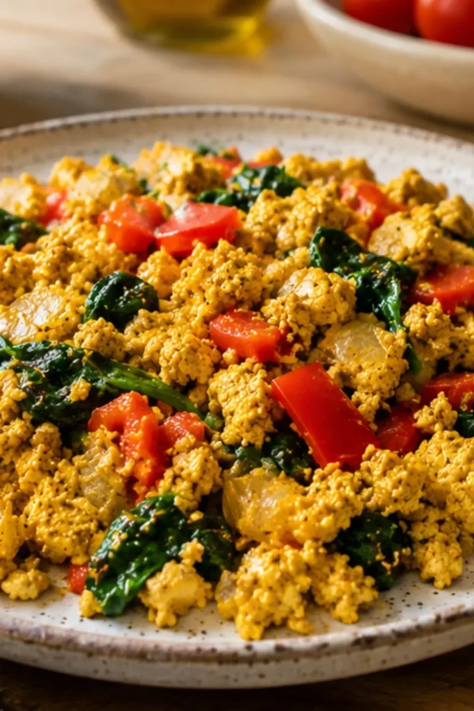 Vegan Tofu Scramble with Summer Vegetables
