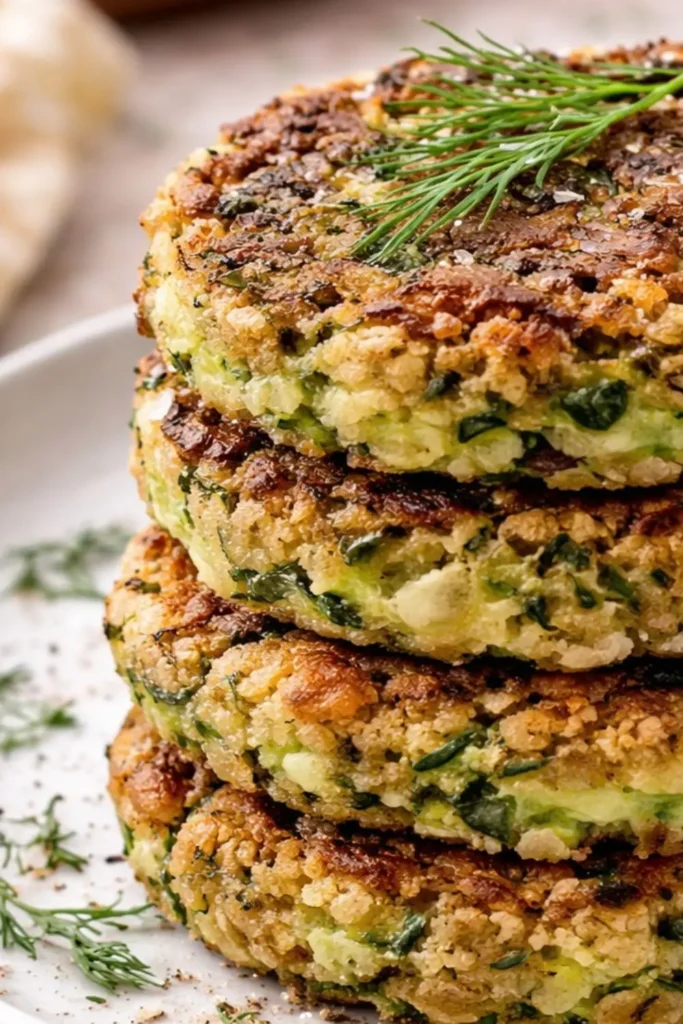 Vegan Zucchini Breakfast Fritters with Herb Dipping Sauce