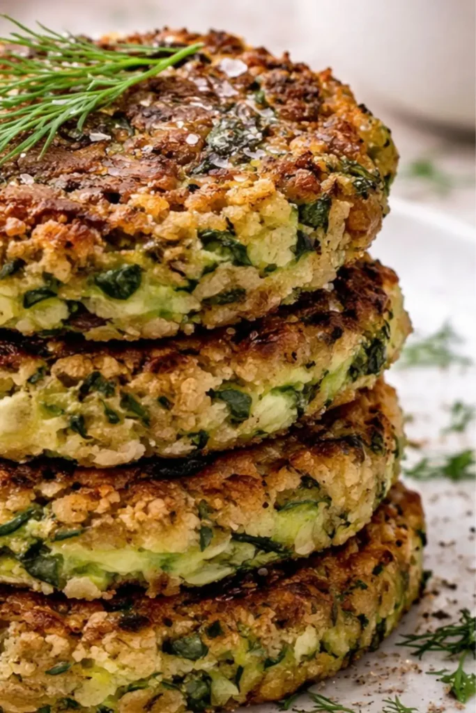 Vegan Zucchini Breakfast Fritters with Herb Dipping Sauce