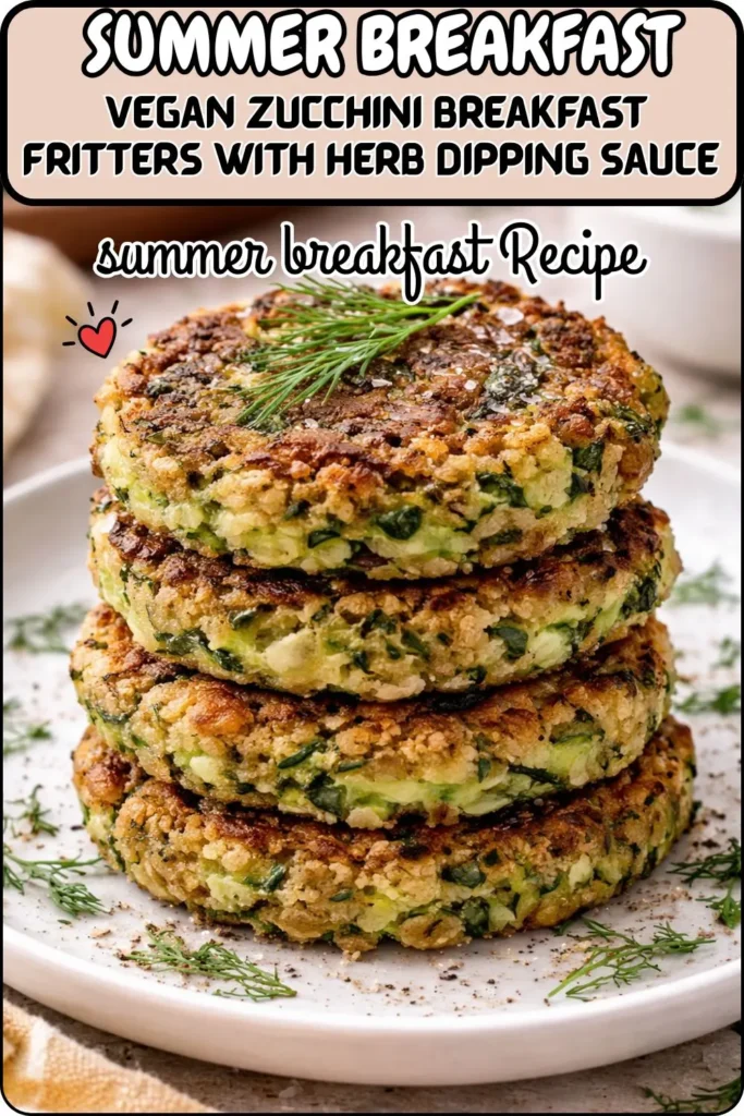 Vegan Zucchini Breakfast Fritters with Herb Dipping Sauce