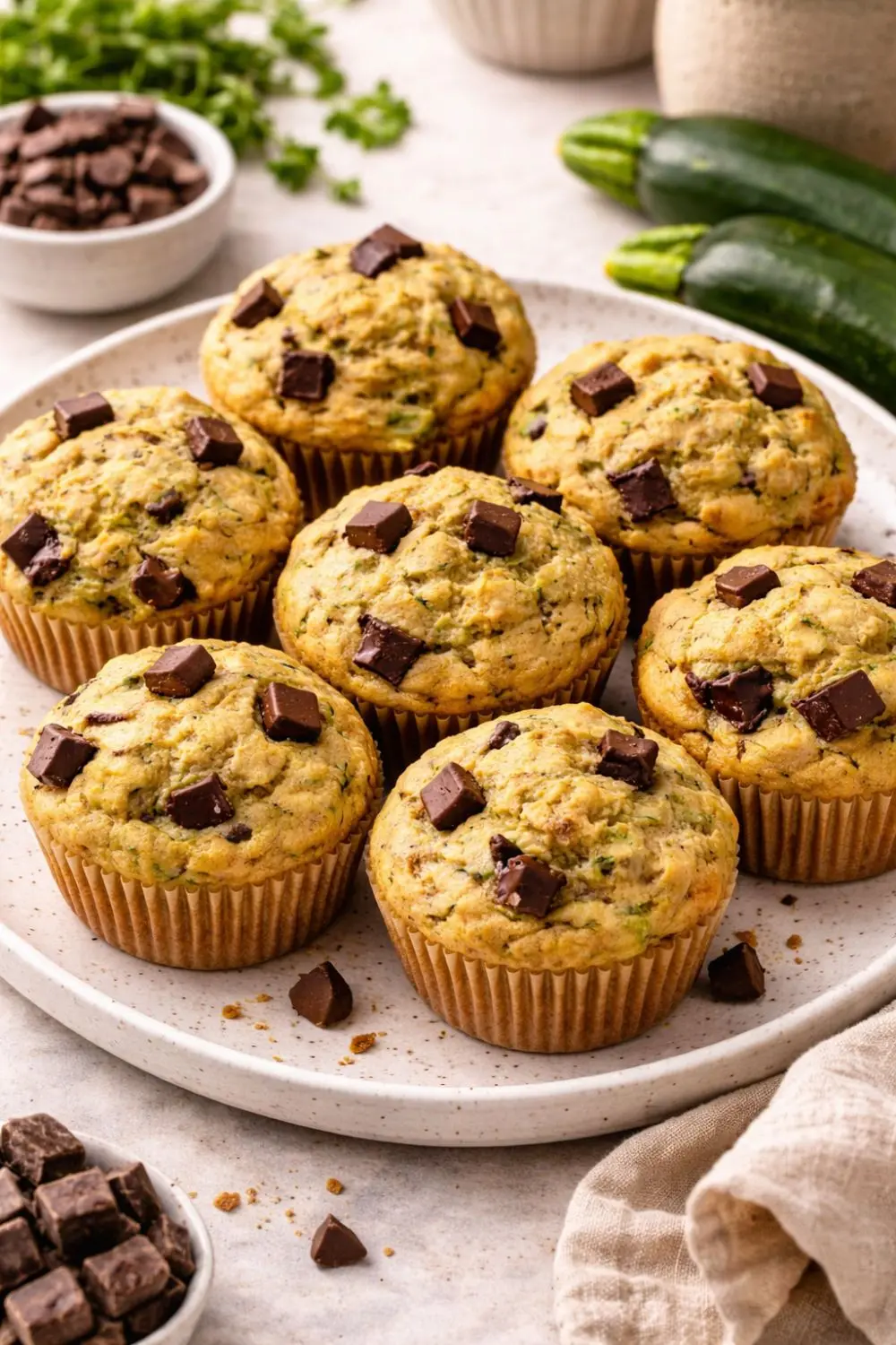 Vegan Zucchini Muffins with Chocolate Chips