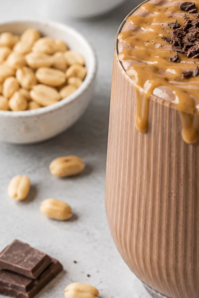100% Vegan Chocolate Peanut Butter Protein Shake Breakfast