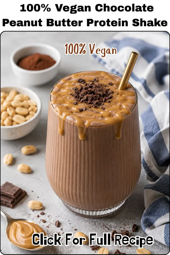 100% Vegan Chocolate Peanut Butter Protein Shake Breakfast