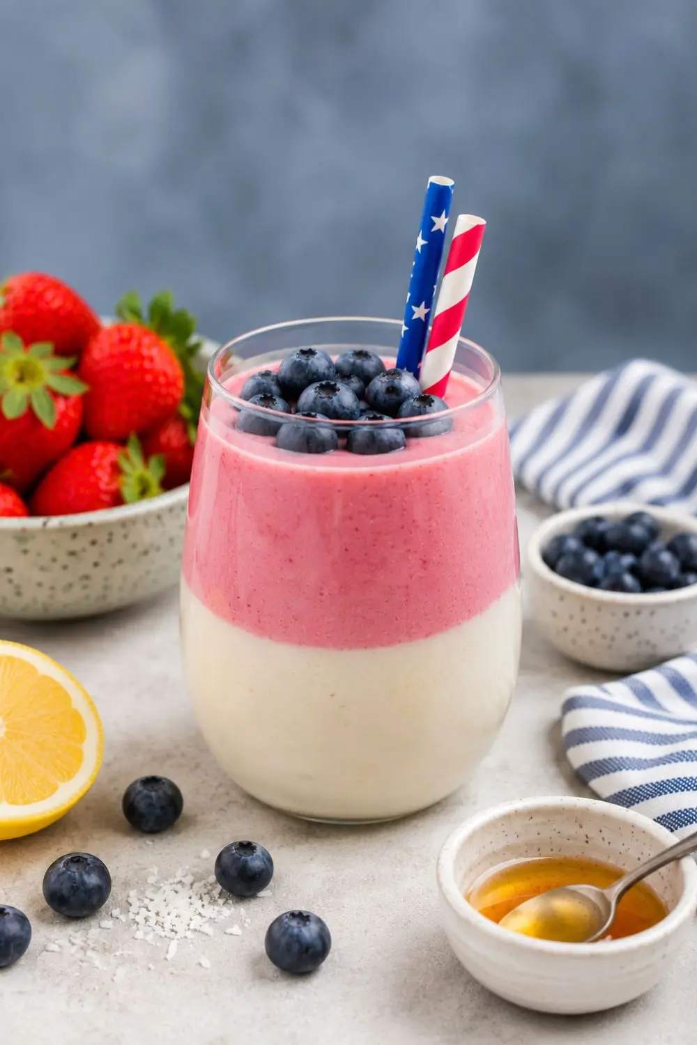 4th of July Patriotic Berry Vegan Smoothie The Layered Red-White-Blue Breakfast