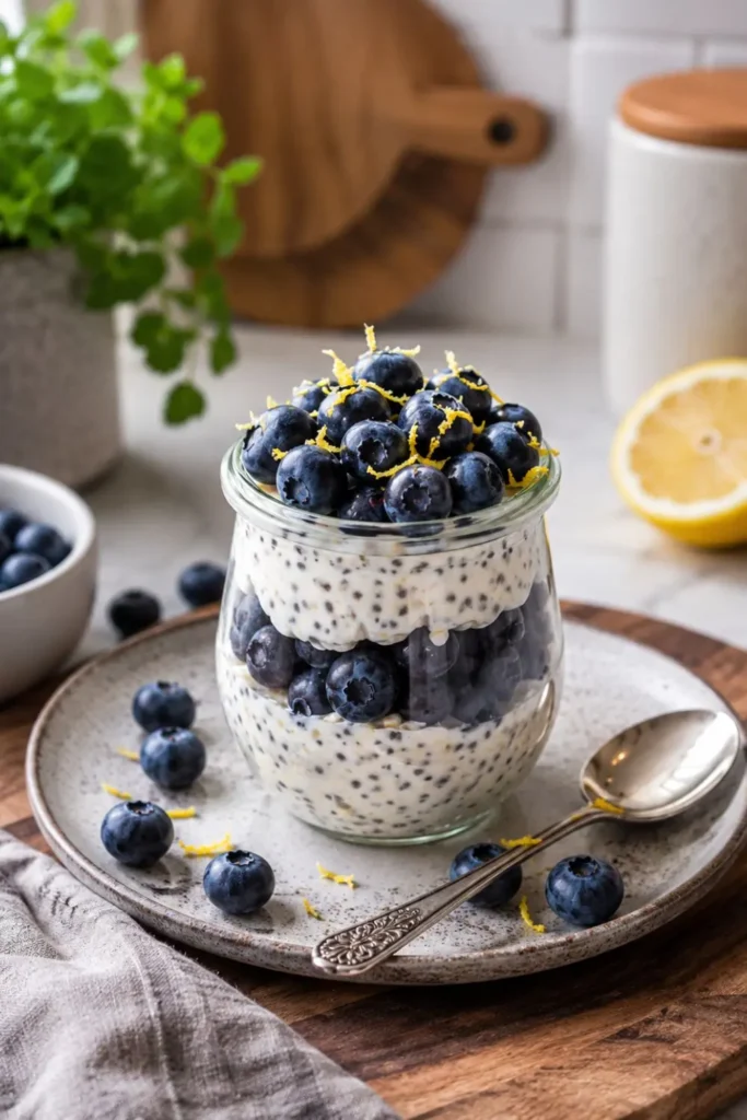Blueberry Overnight Oats with Lemon