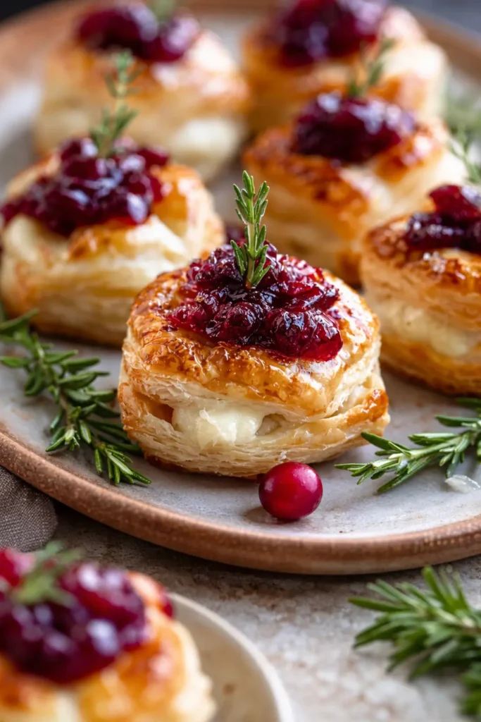 Crispy Vegan Brie and Cranberry Puff Pastry Bites