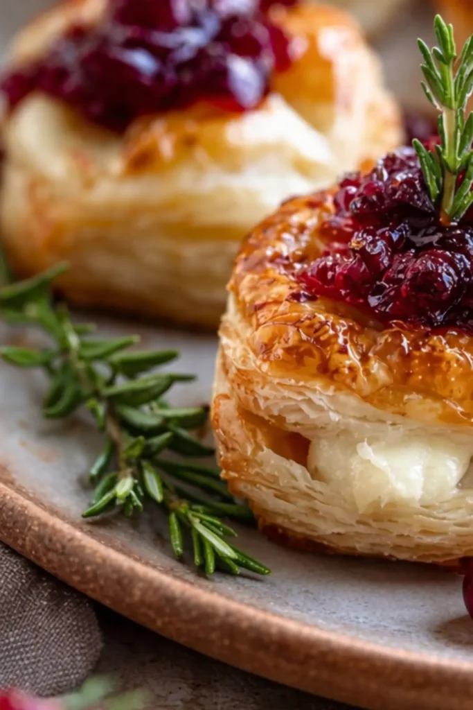 Crispy Vegan Brie and Cranberry Puff Pastry Bites