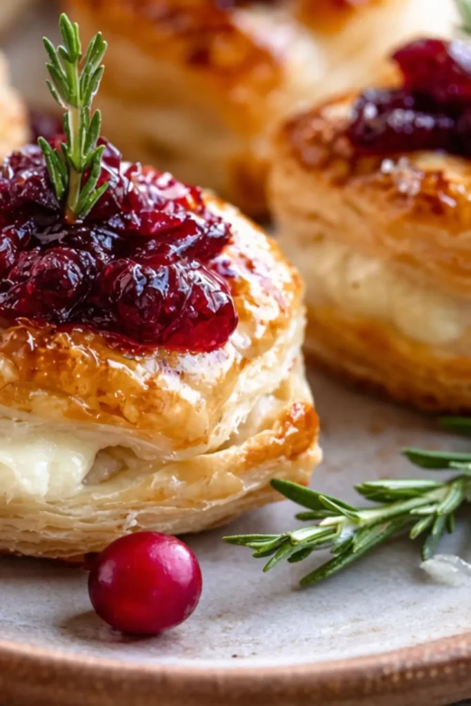 Crispy Vegan Brie and Cranberry Puff Pastry Bites
