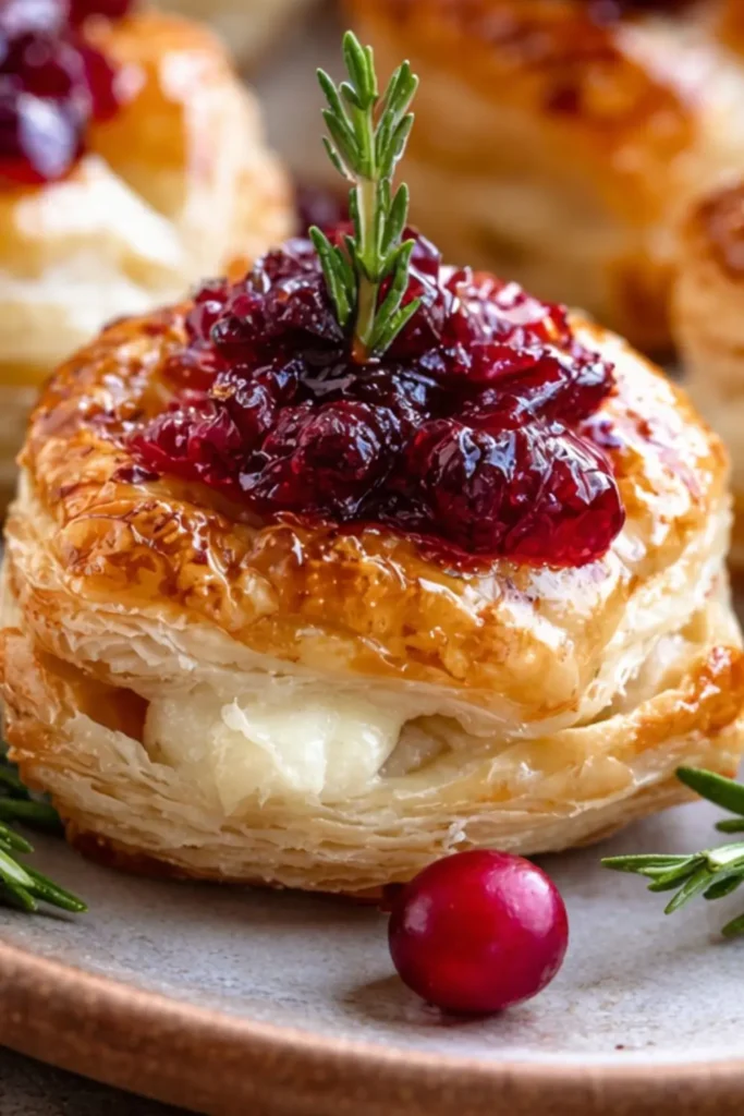Crispy Vegan Brie and Cranberry Puff Pastry Bites