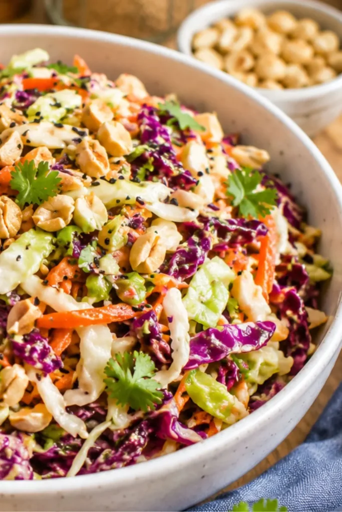 Crunchy Asian Slaw with Peanut Ginger Sauce