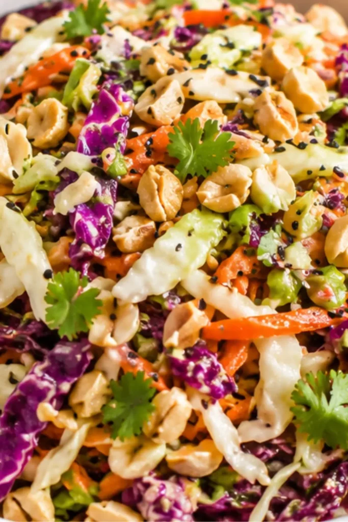 Crunchy Asian Slaw with Peanut Ginger Sauce
