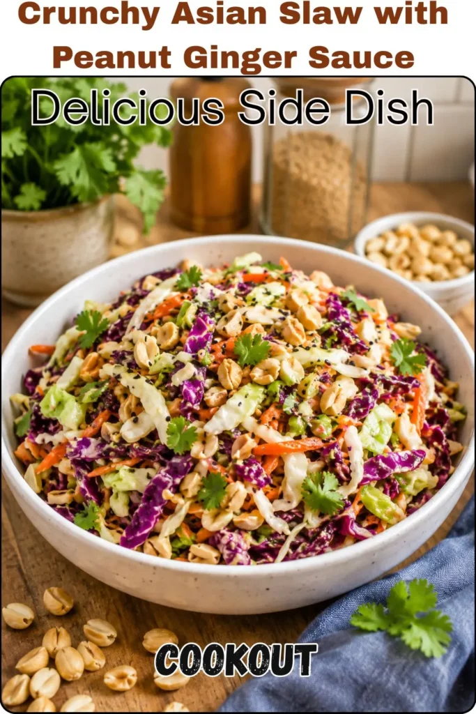 Crunchy Asian Slaw with Peanut Ginger Sauce