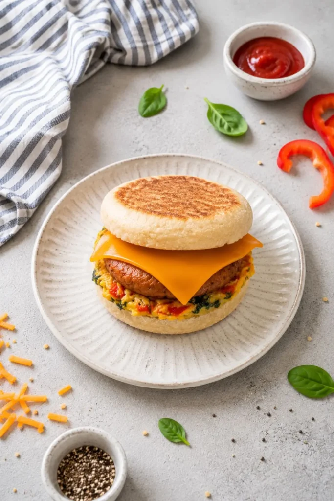 Freezer-Friendly Vegan Sausage & Cheese Breakfast MuffinÂ