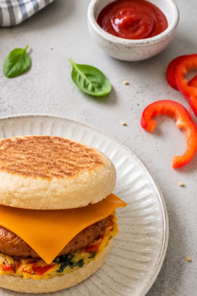 Freezer-Friendly Vegan Sausage & Cheese Breakfast Muffin