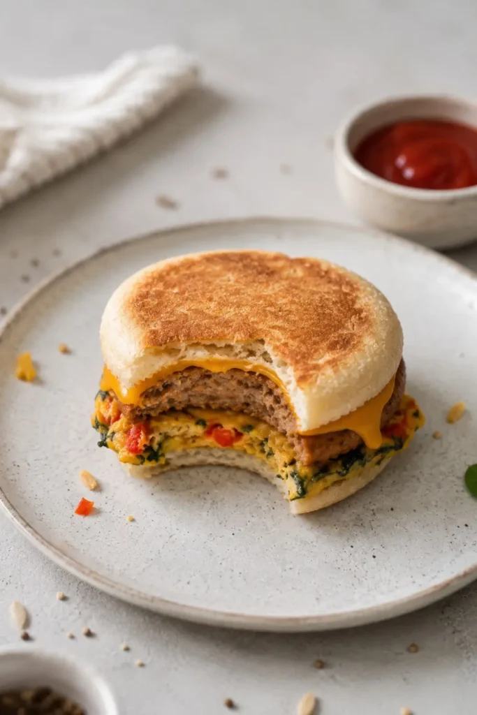 Freezer-Friendly Vegan Sausage & Cheese Breakfast Muffin