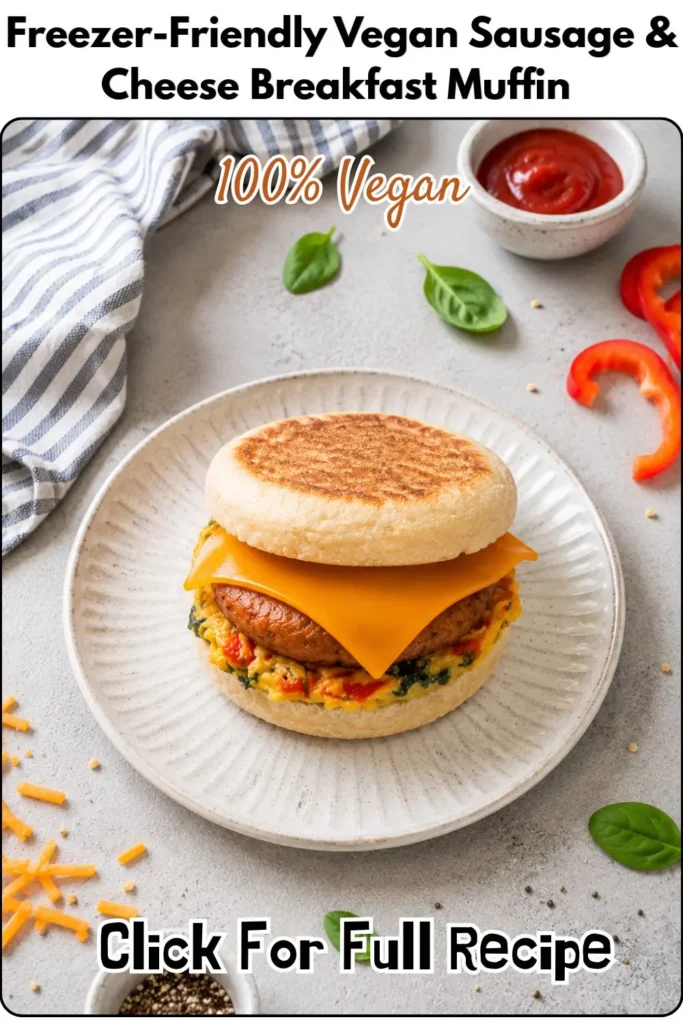 Freezer-Friendly Vegan Sausage & Cheese Breakfast Muffin