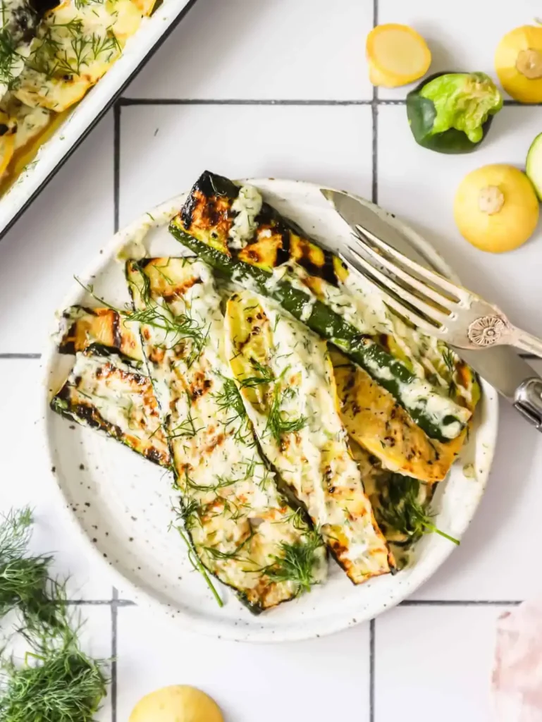 Grilled Vegan Zucchini and Squash with Garlic Herb Marinade