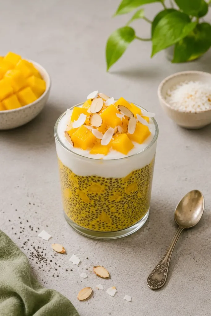 Mango Coconut Chia Seed Pudding for Vegan Gut Health
