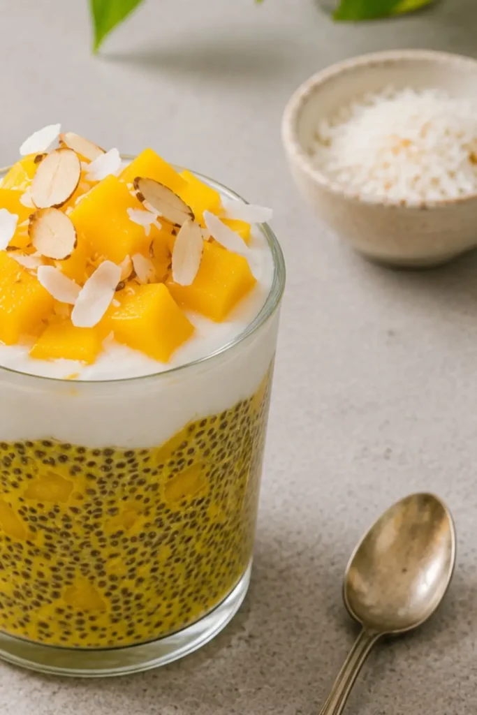 Mango Coconut Chia Seed Pudding for Vegan Gut Health