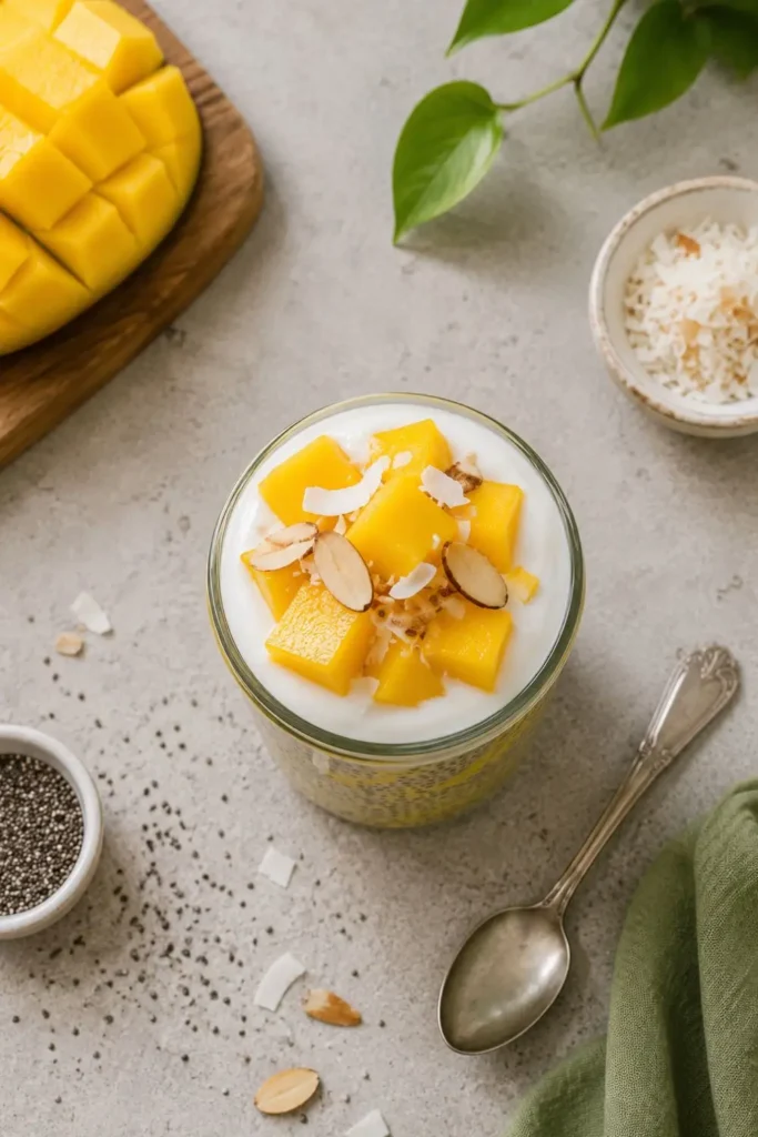 Mango Coconut Chia Seed Pudding for Vegan Gut Health