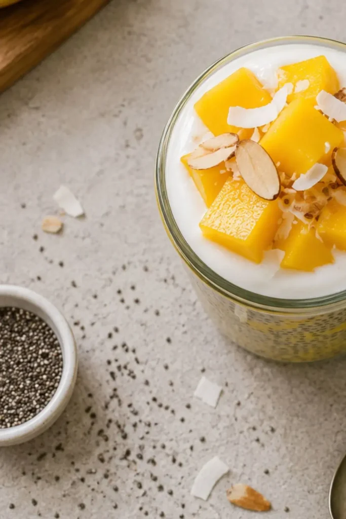 Mango Coconut Chia Seed Pudding for Vegan Gut Health