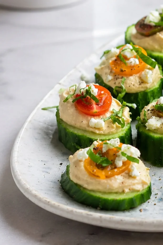 Mini Hummus Cucumber Bites