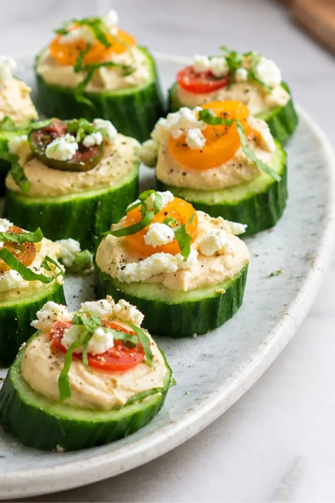 Mini Hummus Cucumber Bites