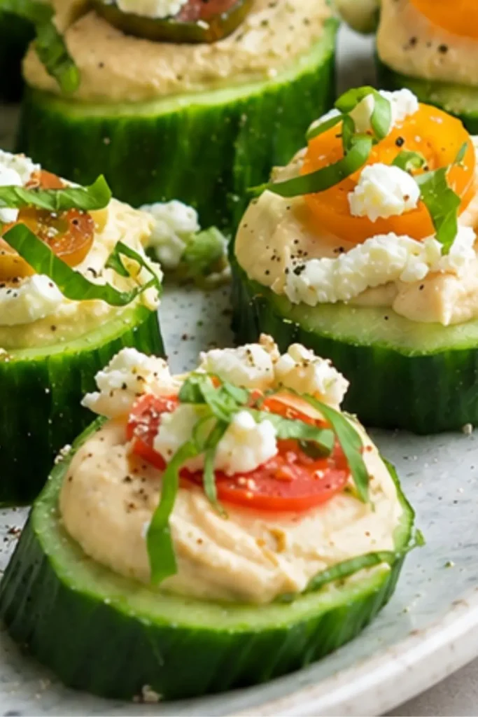 Mini Hummus Cucumber Bites