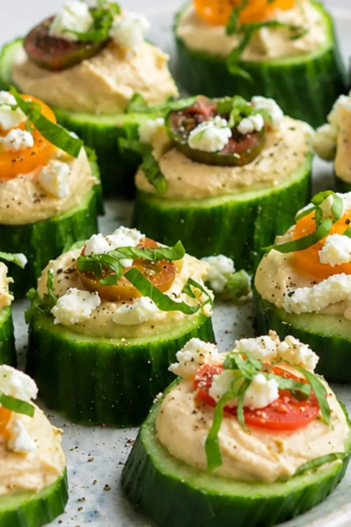 Mini Hummus Cucumber Bites