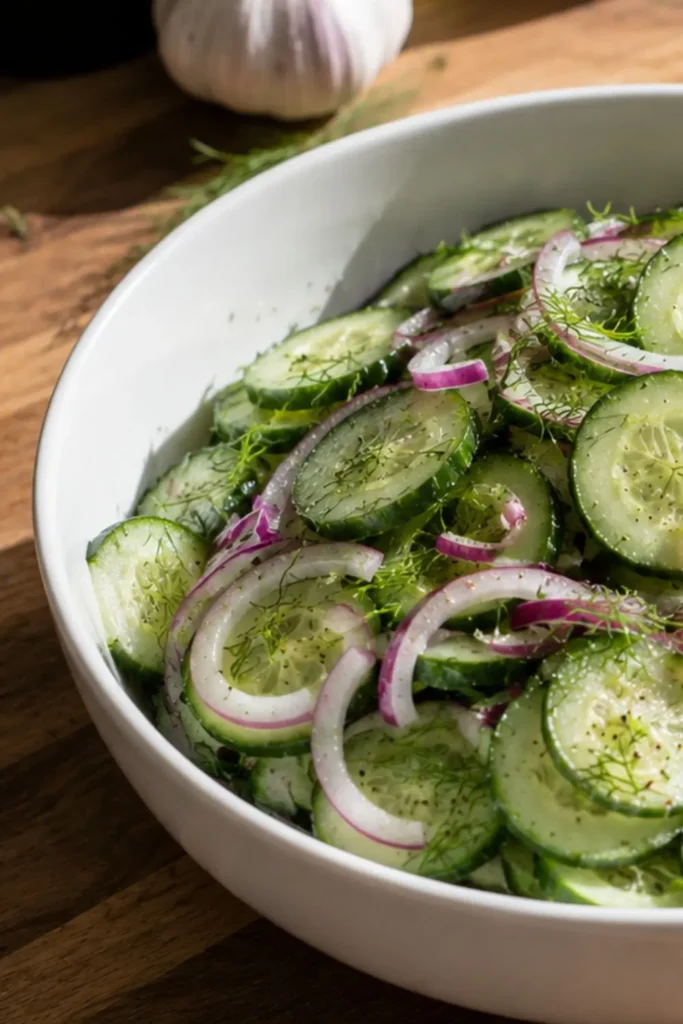 Overnight Marinated Cucumber and Red Onion Salad