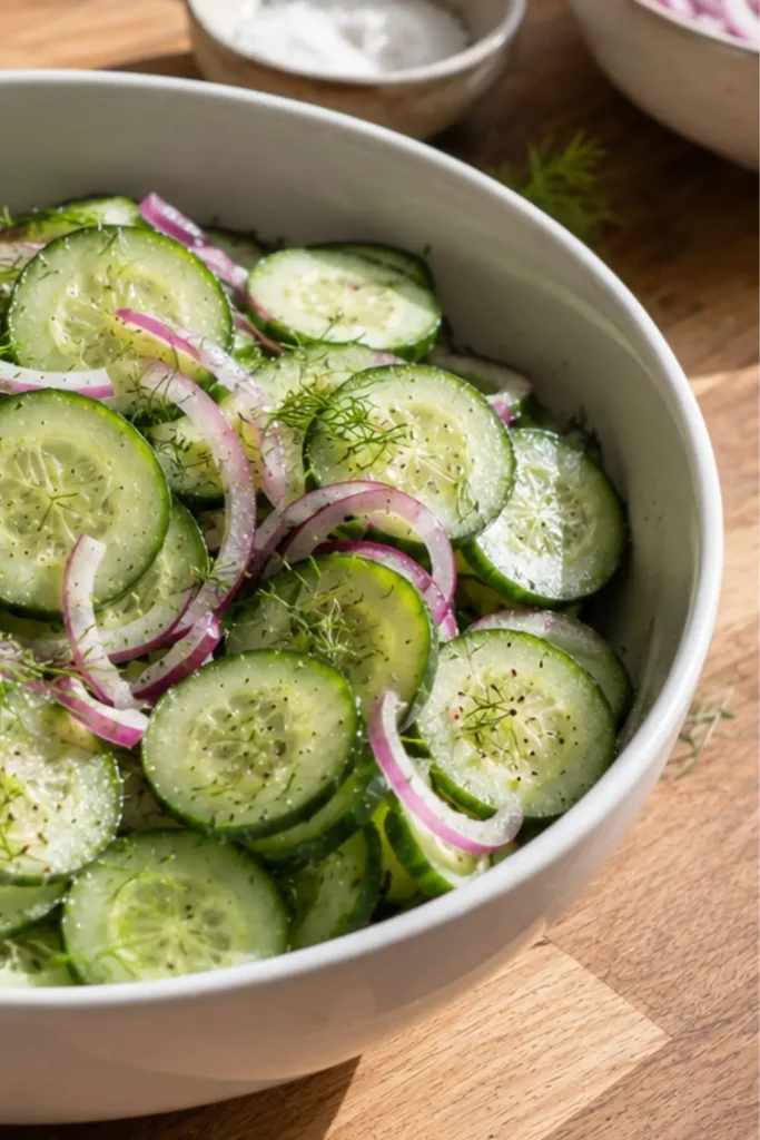 Overnight Marinated Cucumber and Red Onion Salad