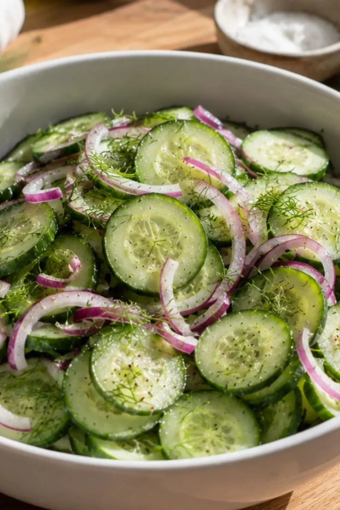 Overnight Marinated Cucumber and Red Onion Salad
